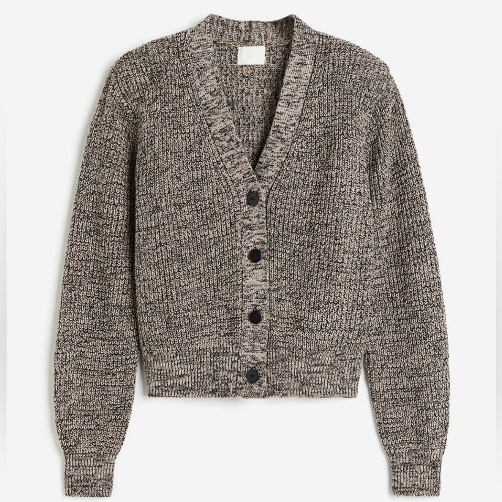 H&M Shoulder-pad Cardigan Beige melange Size M